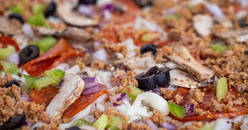 Supreme Pizza, closeup