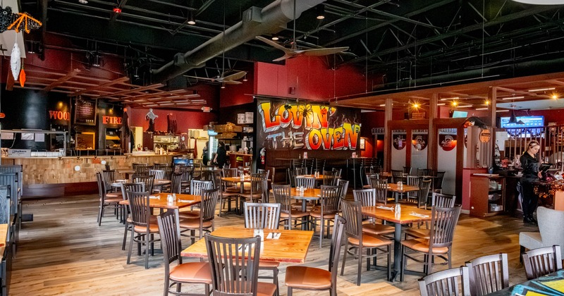 Interior, dining area, set tables ready for guests