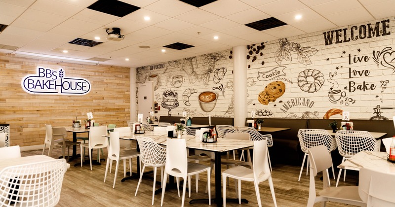 Interior, tables and chairs