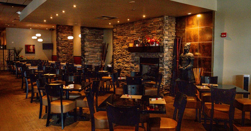 Interior, round tables and chairs