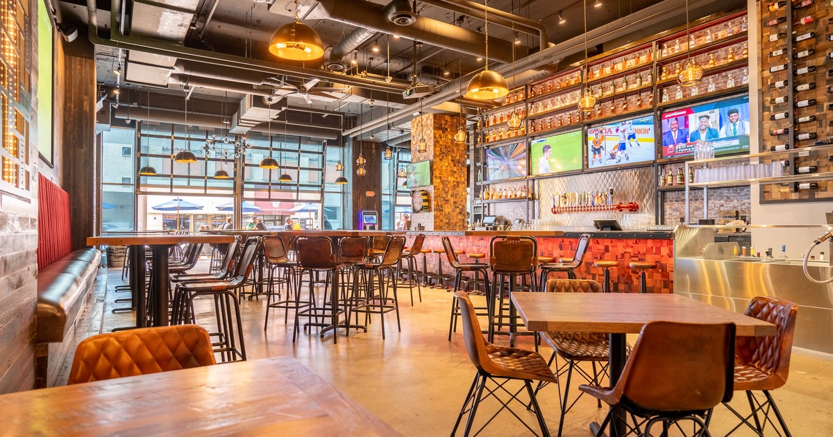 Inteior, bar, tables and seats