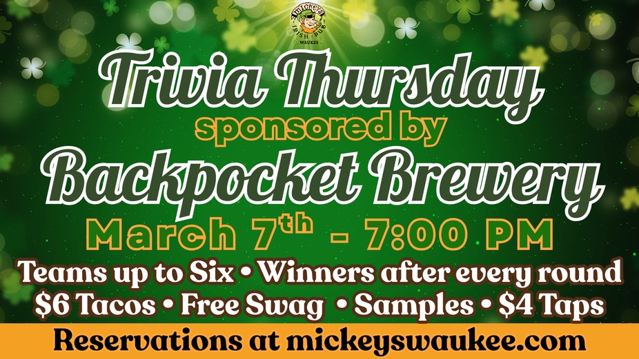 Trivia Night X BackPocket Brewery! event photo