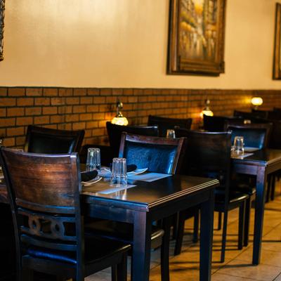 Fully set dining tables.