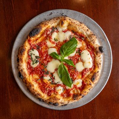 Personal pizza, top view.