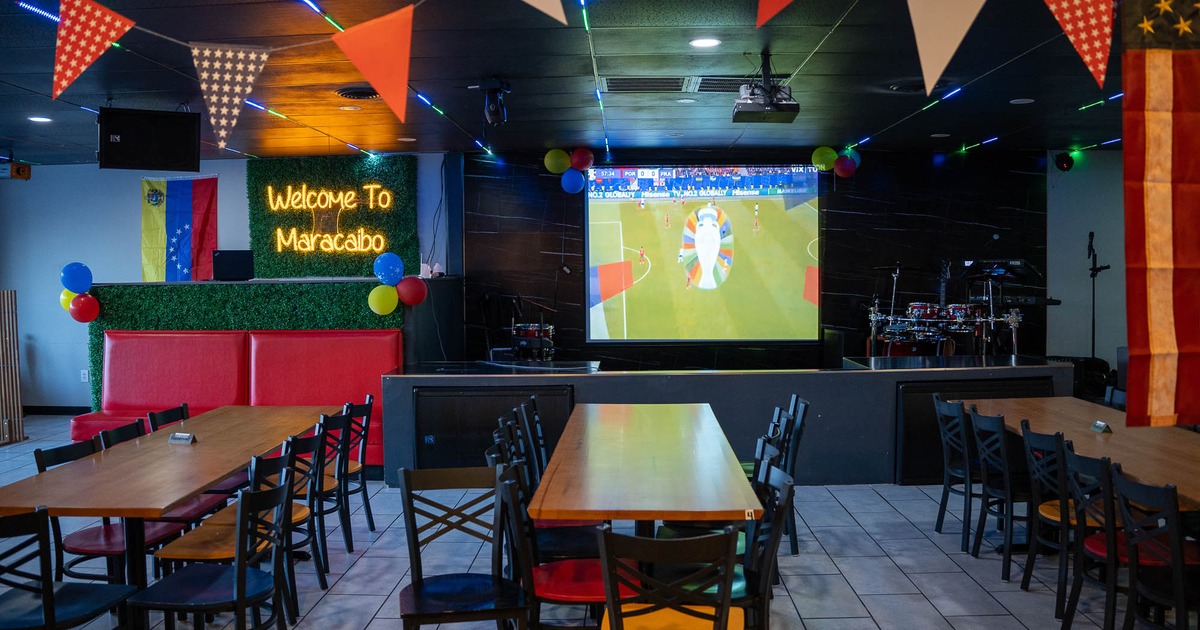 Interior, main seating area, projector on the wall