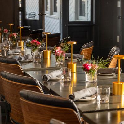 Dining table settings.