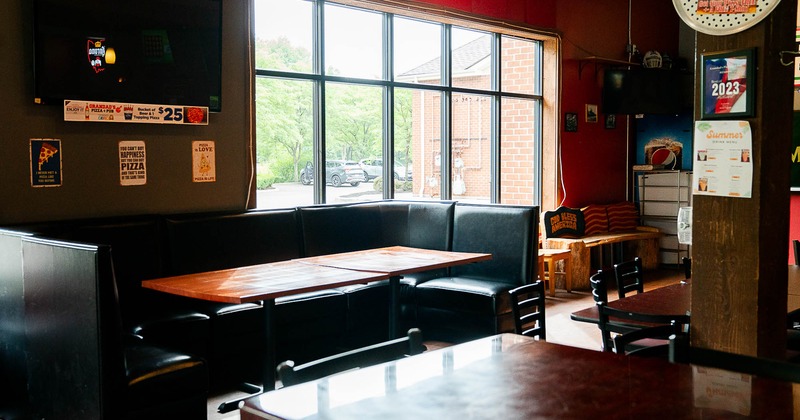 Interior, booths by the window