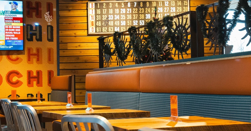 Interior, dining area, tables and chairs