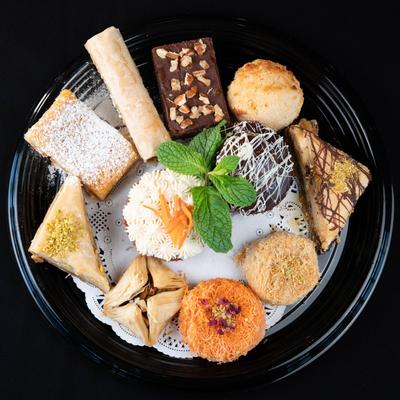Assorted desserts tray.
