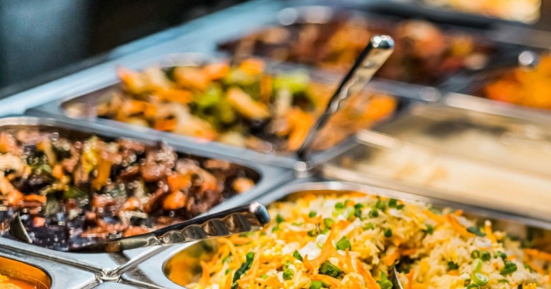 Assorted dishes at a buffet