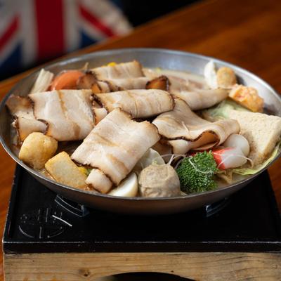 Pork belly with veggies.