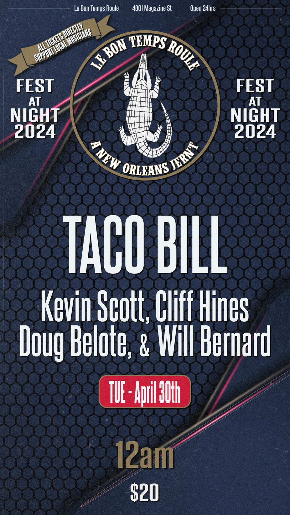 Taco Bill - Kevin Scott, Doug Belote, Cliff Hines, Will Bernard, & Ryan Clackner event photo