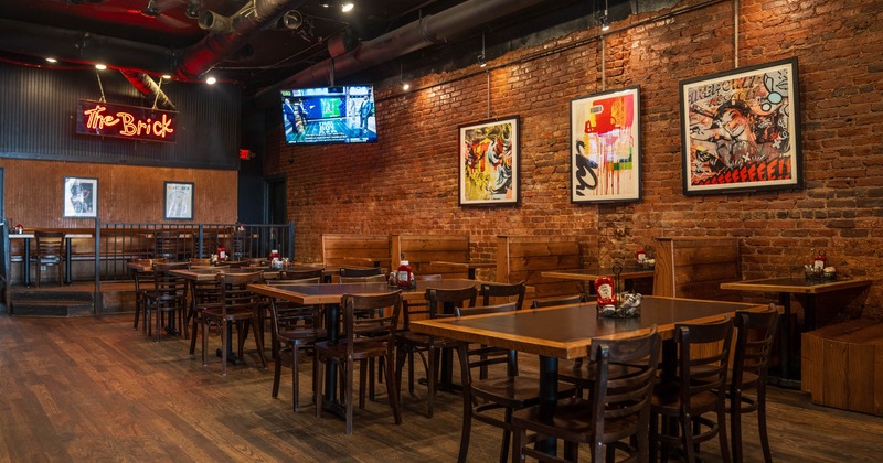 Interior, seating area with tables and chairs