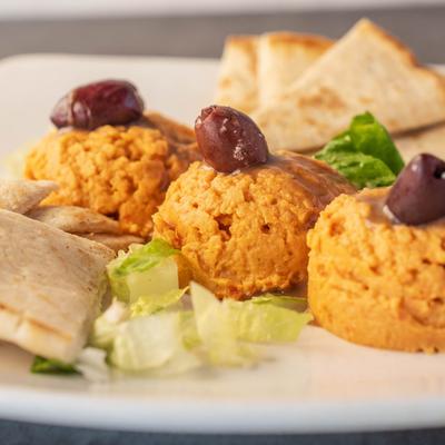 Hummus and pita chips.