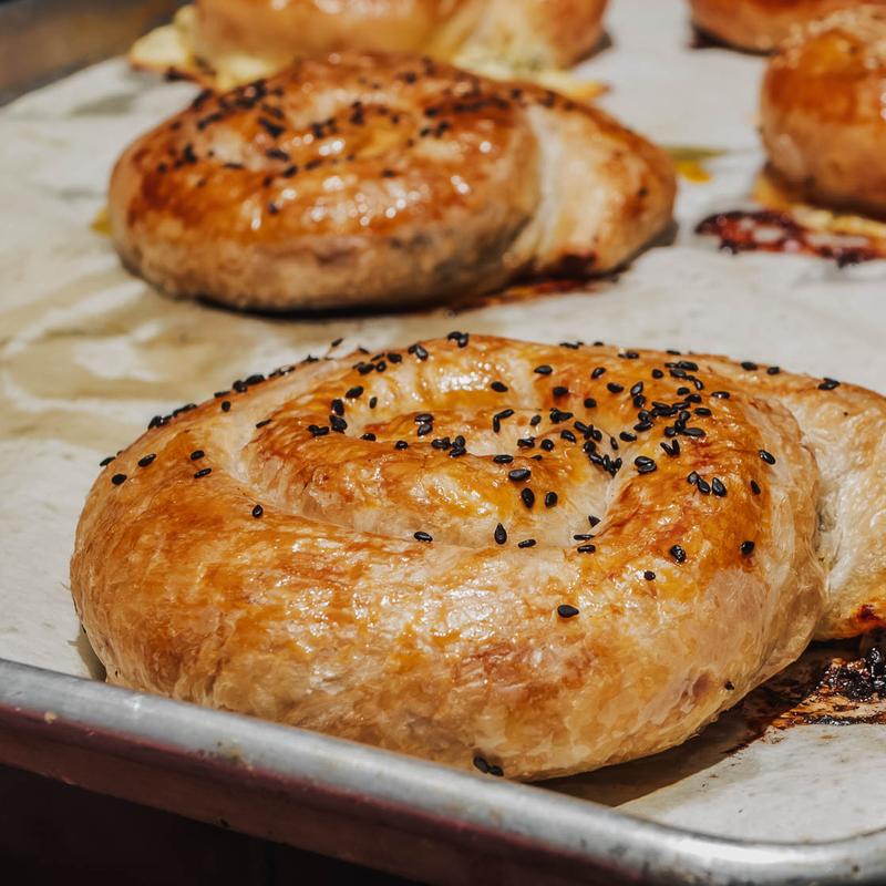 Borek with Spinach, Potatoes, Meat, Cheese photo