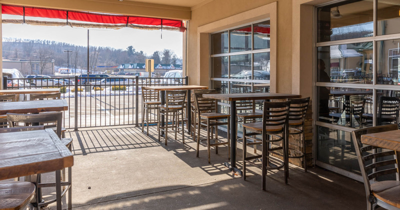 Exterior, tables and chairs ready for guests