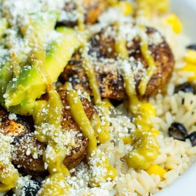 Fiesta Shrimp Bowl, close-up.