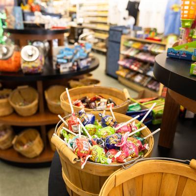 Candy counter inside the venue.