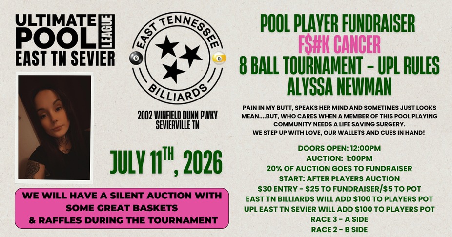 F$#K Cancer 8 Ball Fundraiser Tournament - Alyssa event photo