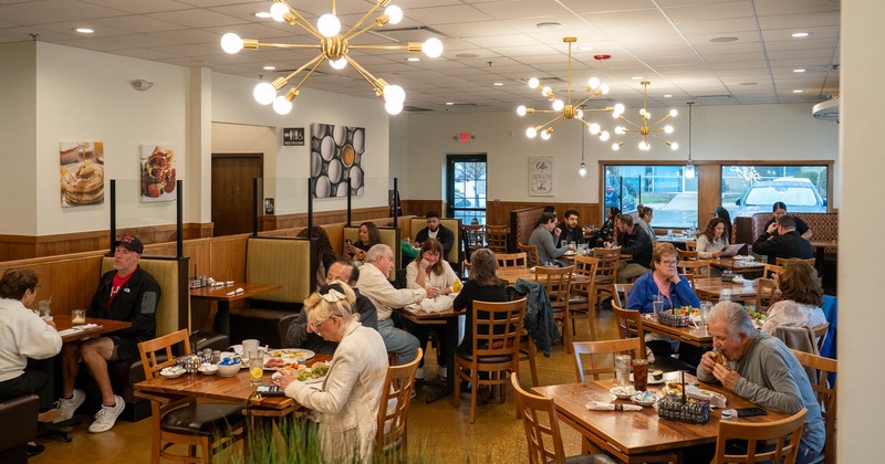 Interior, diner area, wide view