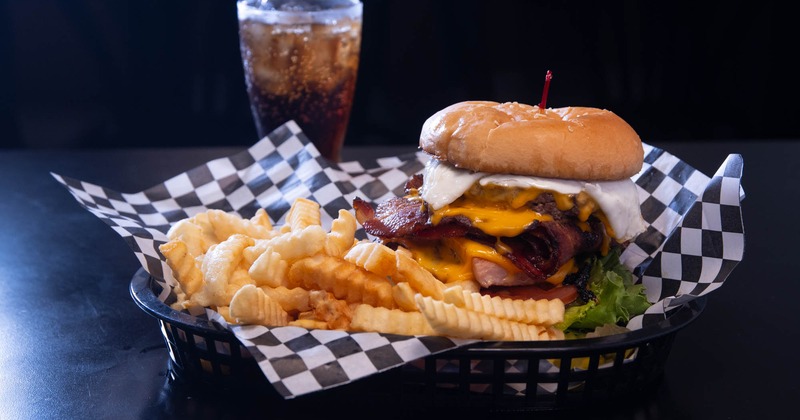 Big Trucker burger with fries and soft drink