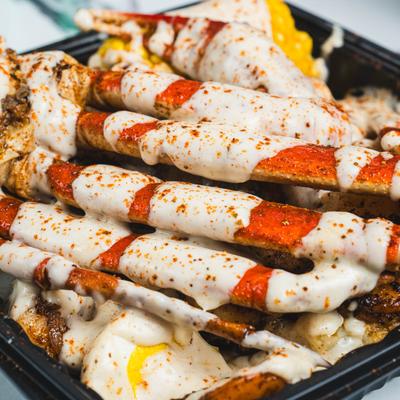 A closeup on the baby crab boil.