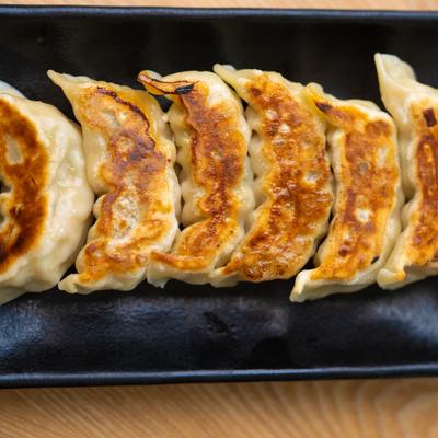 Gyoza, top view.