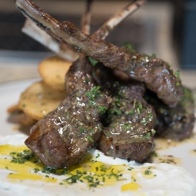Grilled Lamb Chops - 72 hour marinade, tzatziki, greek frie