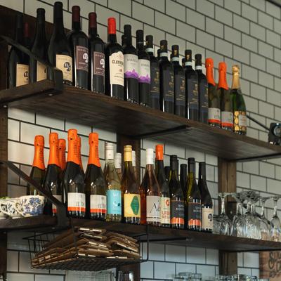 Various wine bottles.