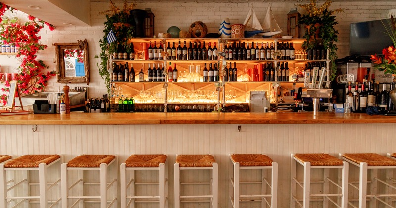 Bar, chairs, front view