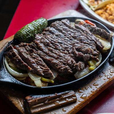 Served fajita on the table.