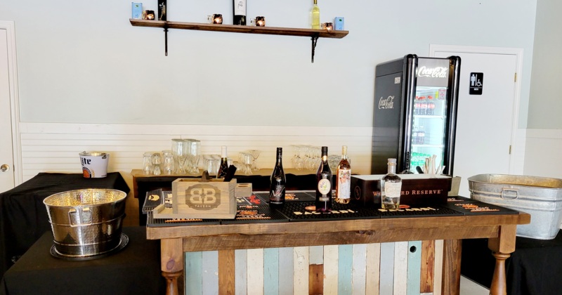 Exterior, patio with guest tables and chairs