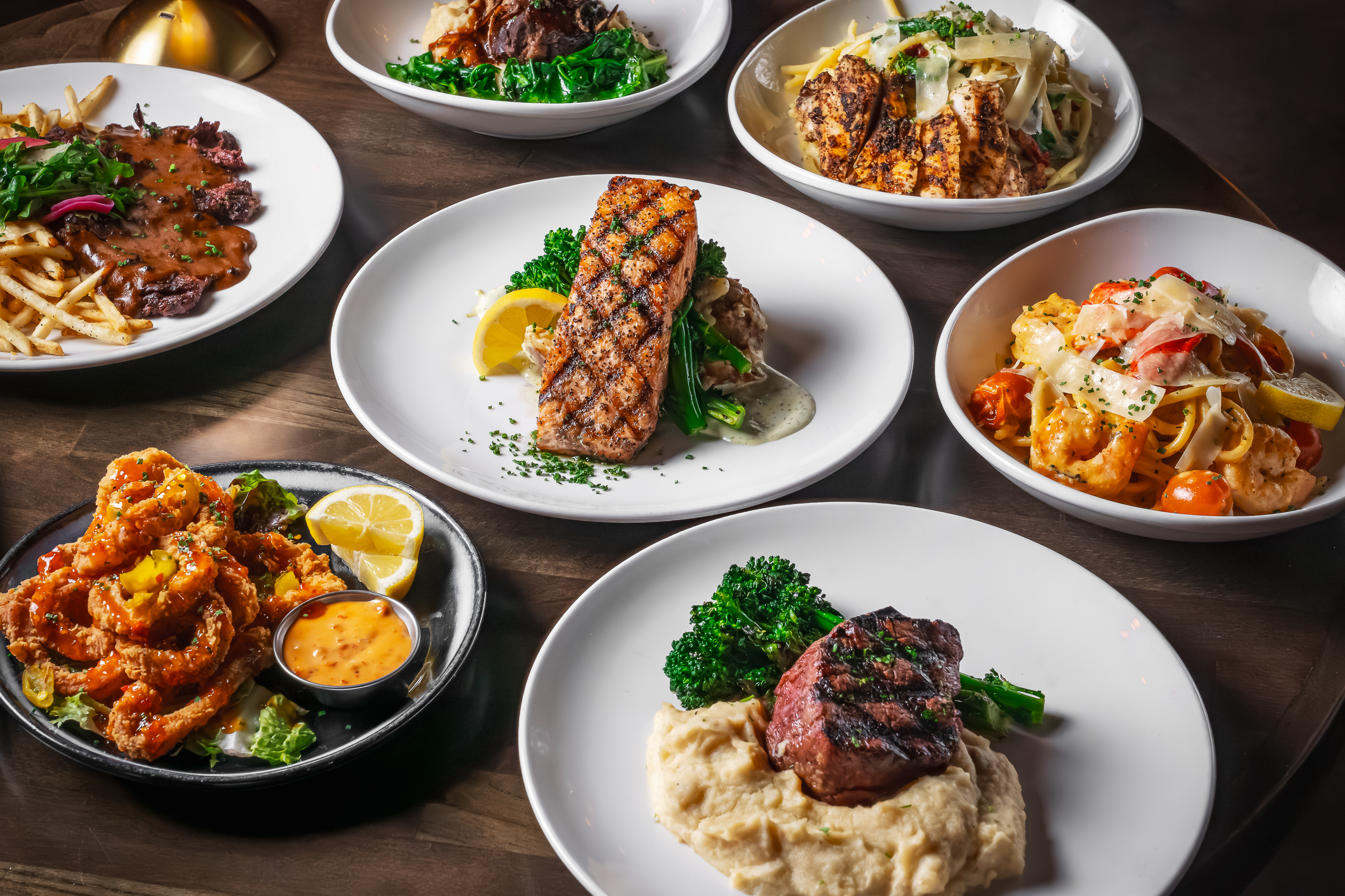 Assortment of dishes served on the table