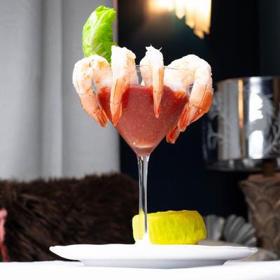 LAGER POACHED SHRIMP.