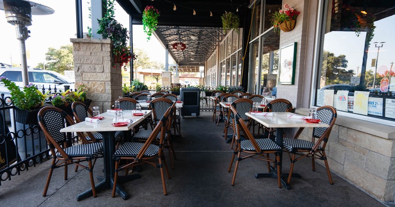 Wide view of outdoor seating area