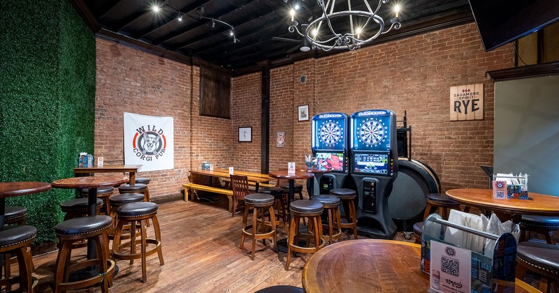 Seating area, dart boards