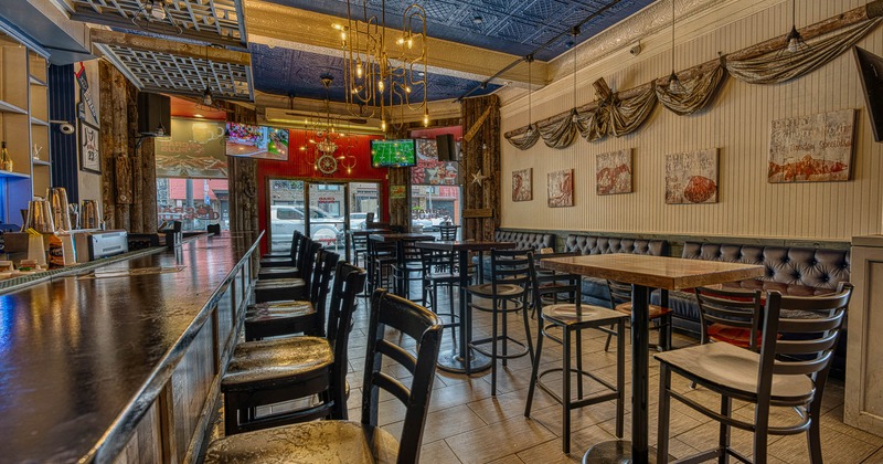 Interior, bar on the left and main seating on the right