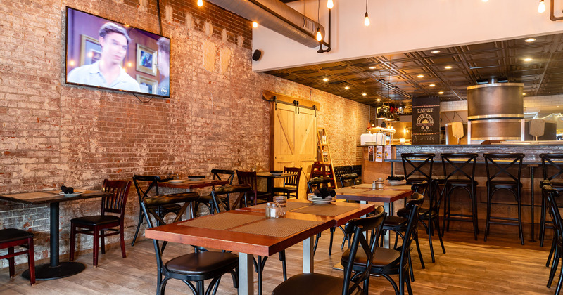 Interior, tables ready for guests