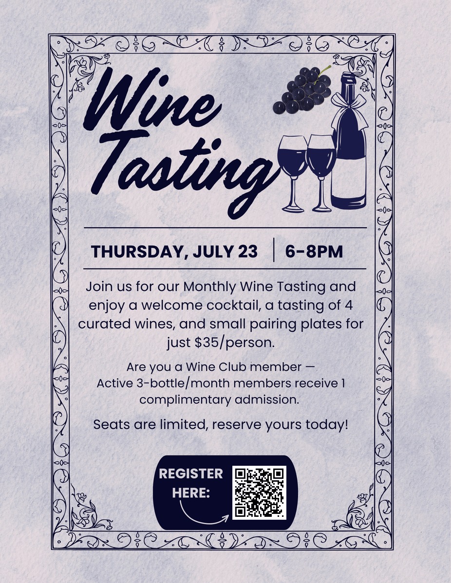 July Monthly Wine Tasting