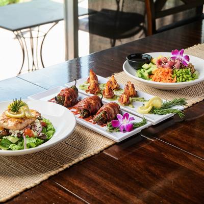 Various served meals.