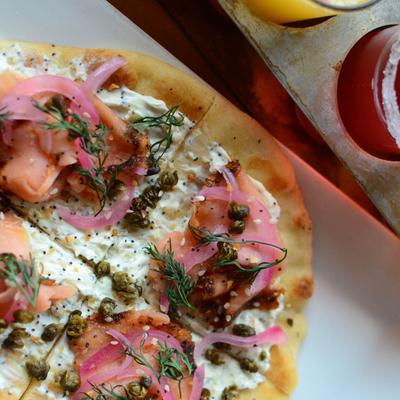 Smoked salmon flatbread.