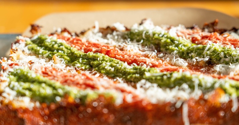 Detroit Pesto and Sausage, close-up