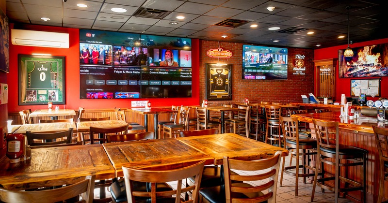 Inside, tables, chairs, decoration