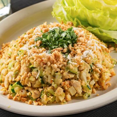 Pineapple Fried Rice with chicken and shrimp.