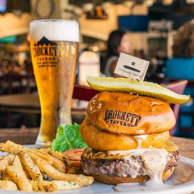 The Bowie beast burger served with a beer.