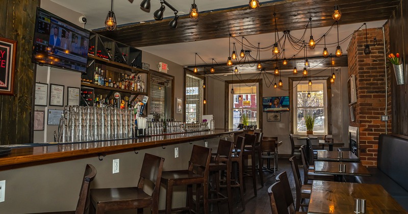 Interior space, seating area and bar