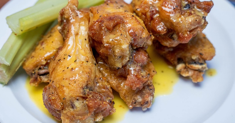 Lemon pepper wings, close-up