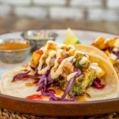 Street tacos, closeup shot.