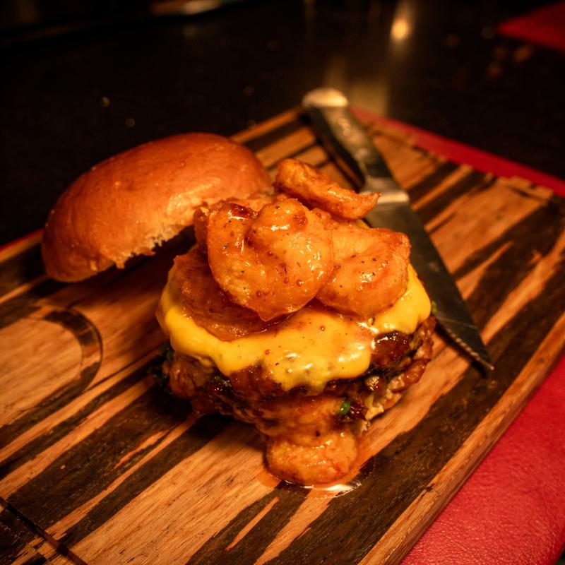 menu item 55 of 59, Bayou Lafourche Surf & Turf Po’Boy Burger