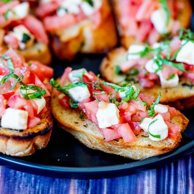 Brushetta Bites, close up.